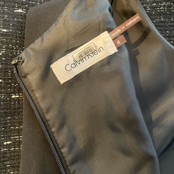 Calvin Klein Black Belted Sheath Dress with Metallic Threaded Boucle Skirt - Picture 6 of 6